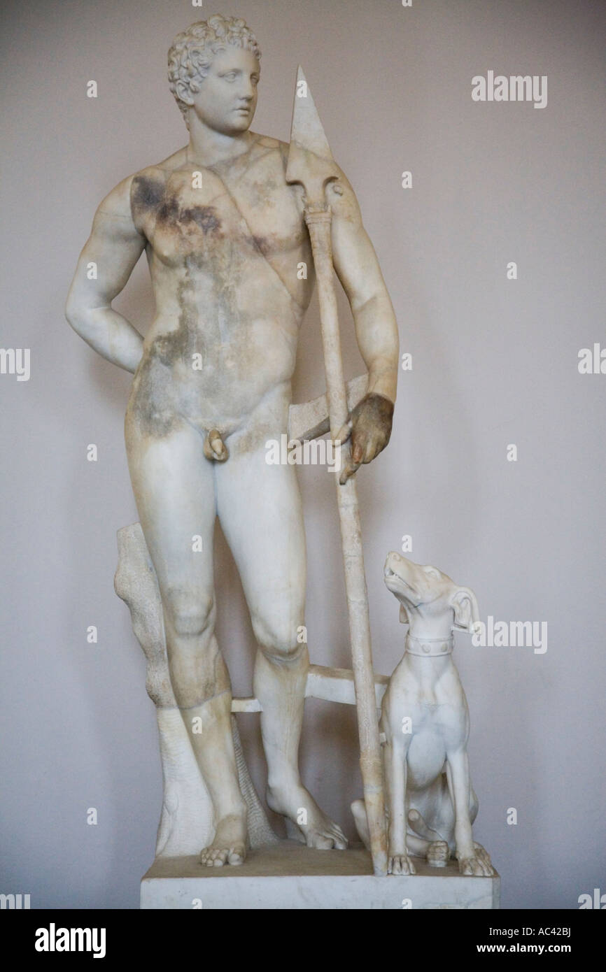 Statue von hellgelbes Meleagros 340 bis 330 ° C Römische Kopie Marmor, Pergamon Museum, Berlin, Deutschland Stockfoto