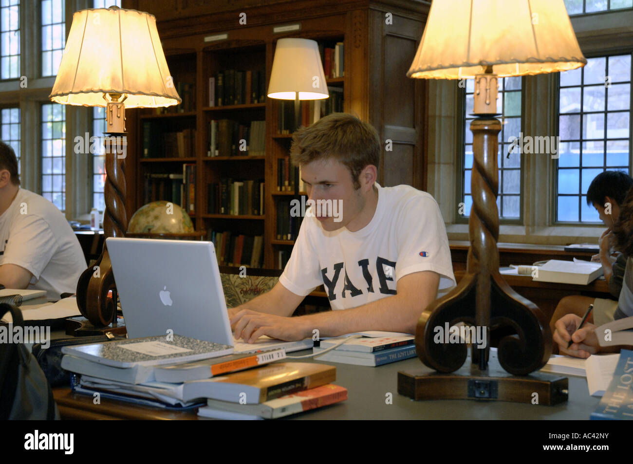 New Haven, CT. Yale University Summer School Student Studien in der Bibliothek der Berkeley Wohnhochschule. Stockfoto