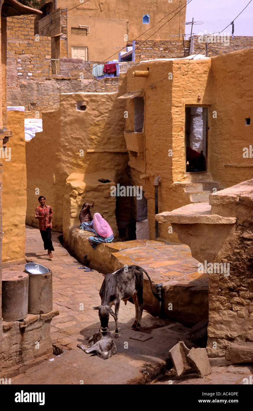 Indien Rajasthan Jaisalmer Wand kämpfen, Mittelalter, mittelalterliche, Fort, Arbeit, alte, Erbe, Mitte, Alter, Stockfoto