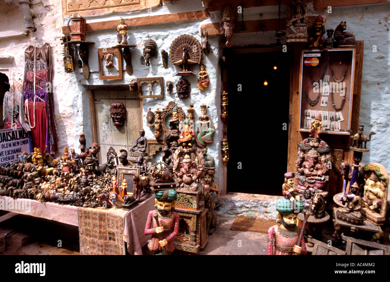 Alt-Delhi Indien alte Stadt Maske Antik shop indische Stockfoto