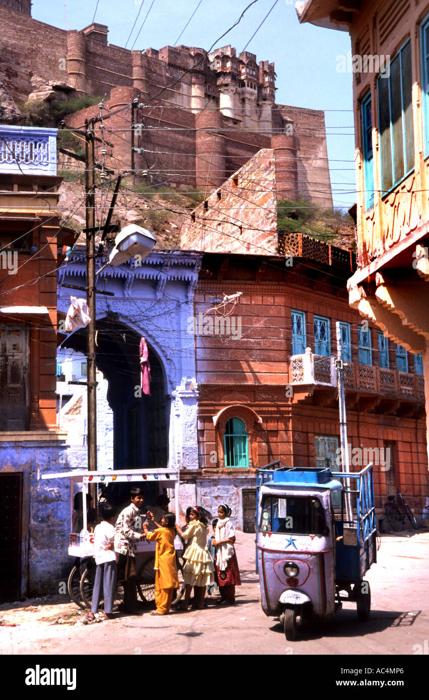 Indien Rajasthan Jodhpur blau Stadt Bazaar Markt Stockfoto