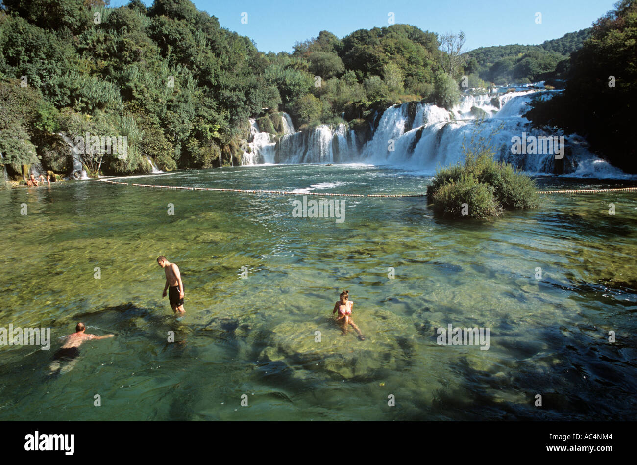 Rock Pool Skradinski Buk Wasserfälle Krka Nationalpark Kroatien Stockfoto