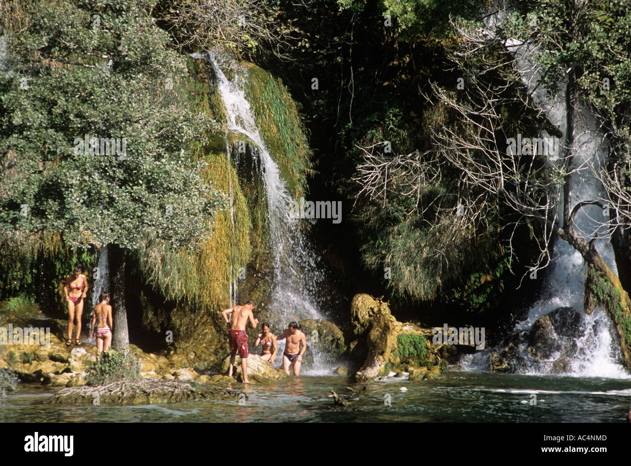 Rock Pool Skradinki Buk Wasserfälle Krka Nationalpark Kroatien Stockfoto