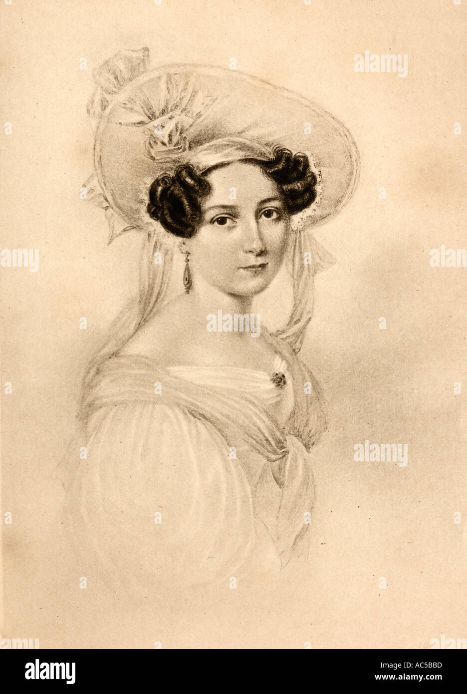 Prinzessin Feodora von Hohenlohe Langenburg 1807-1872. Stiefschwester von Königin Victoria, von einem Porträt von Gutekunst 1830. Stockfoto