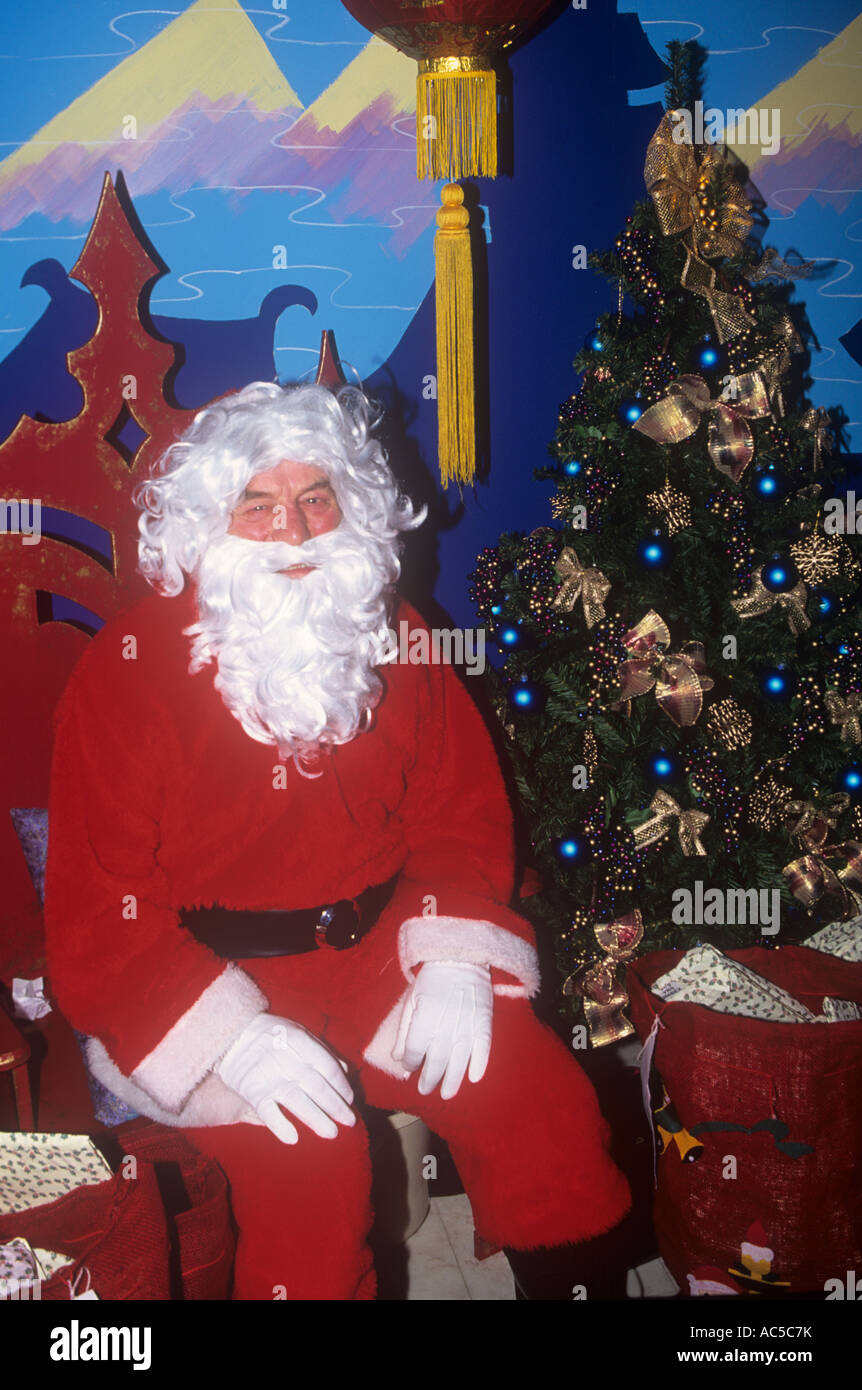 Weihnachtsmann und Baum Stockfoto