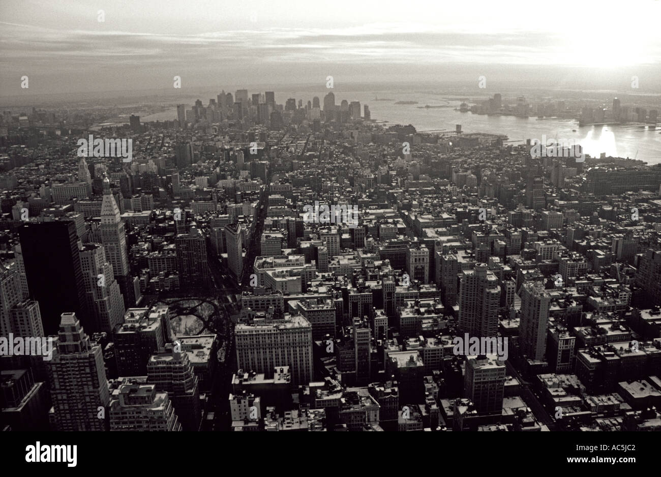 USA New York Blick auf Downtown Manhattan vom Empire State Building ohne die Twin towers Stockfoto