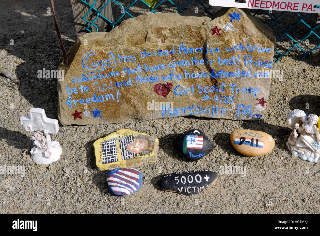 Der Absturz von United Airlines Flug 93 am 9 11 2001 und provisorischen Gedenkstätte des Vorfalls Shanksville Pennsylvania Augen Stockfoto