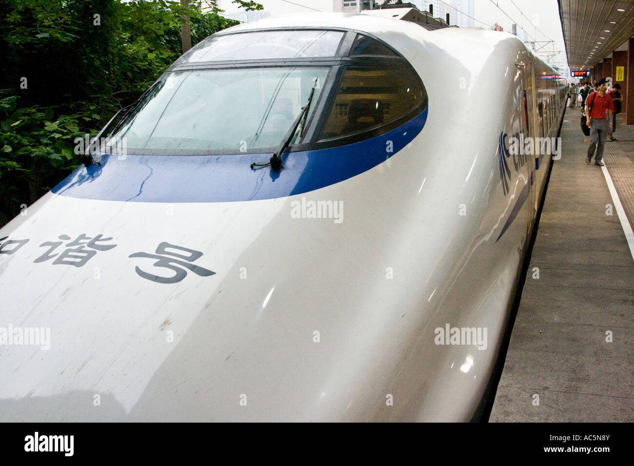 High-Speed Shanghai Nanjing Eisenbahn Zug im Bahnhof Shanghai China D406 Stockfoto