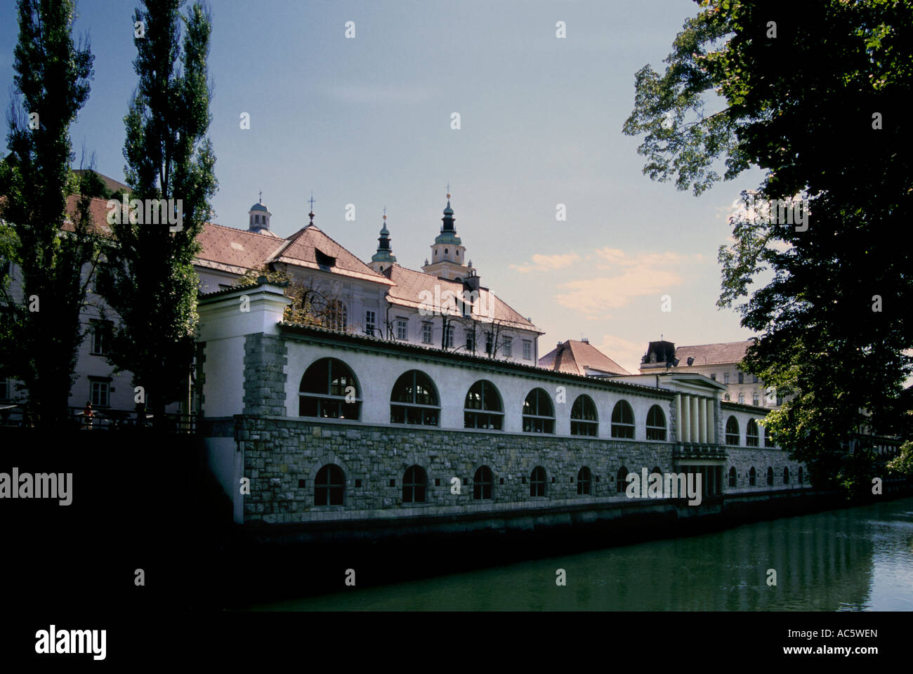 Slowenien, Ljubljana - Jože Plečnik Markthalle Stockfoto