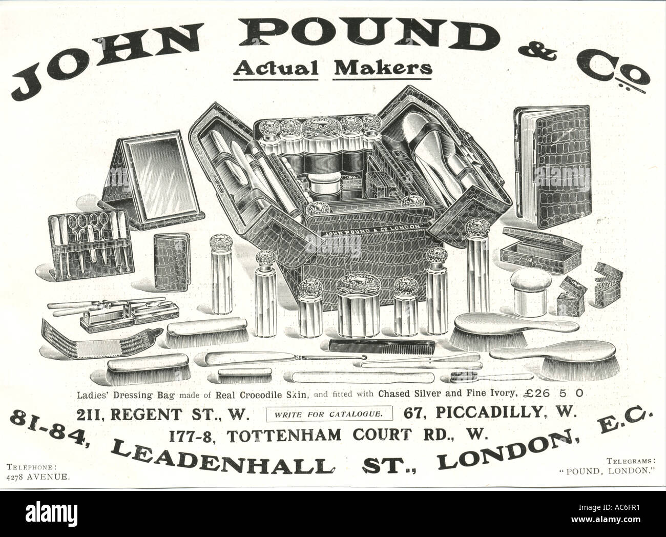 Werbung für Gepäck Macher John Pound, London um 1890 Stockfoto