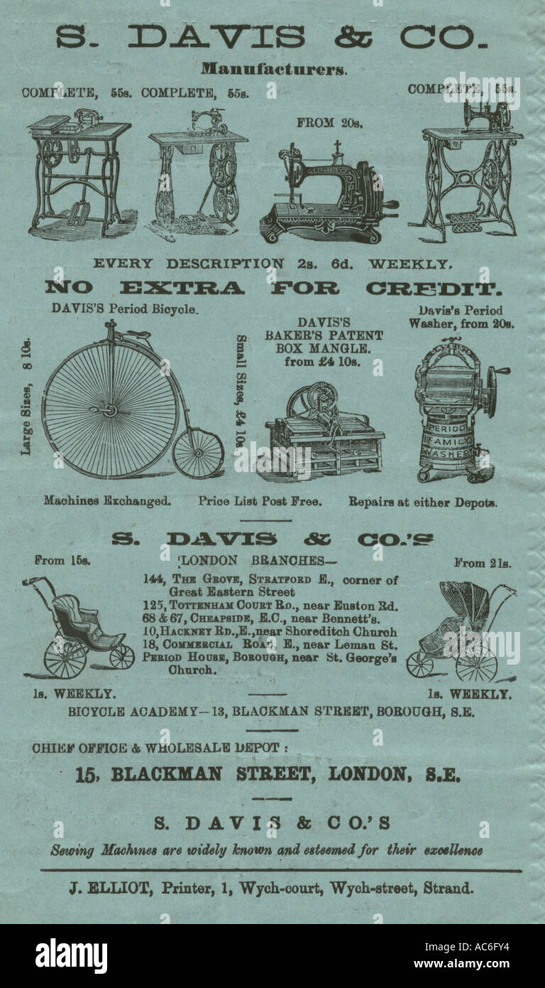 HaushaltsgerÃ ¤ te Werbung Broschüre 1882 Stockfoto