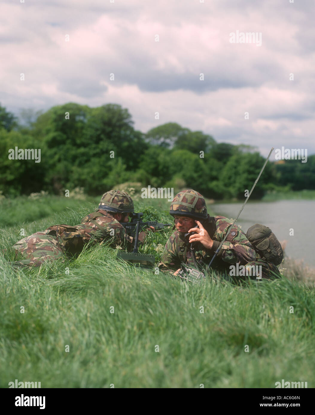 Bristish Militärausbildung in Landschaft, England Stockfoto