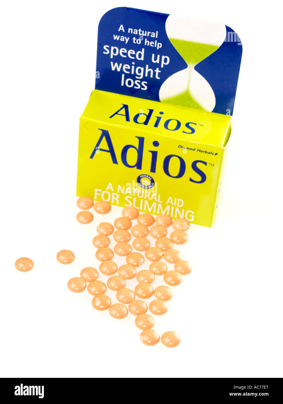 Slimming tablets adios weight pills Ausgeschnittene Stockfotos und -bilder  - Alamy