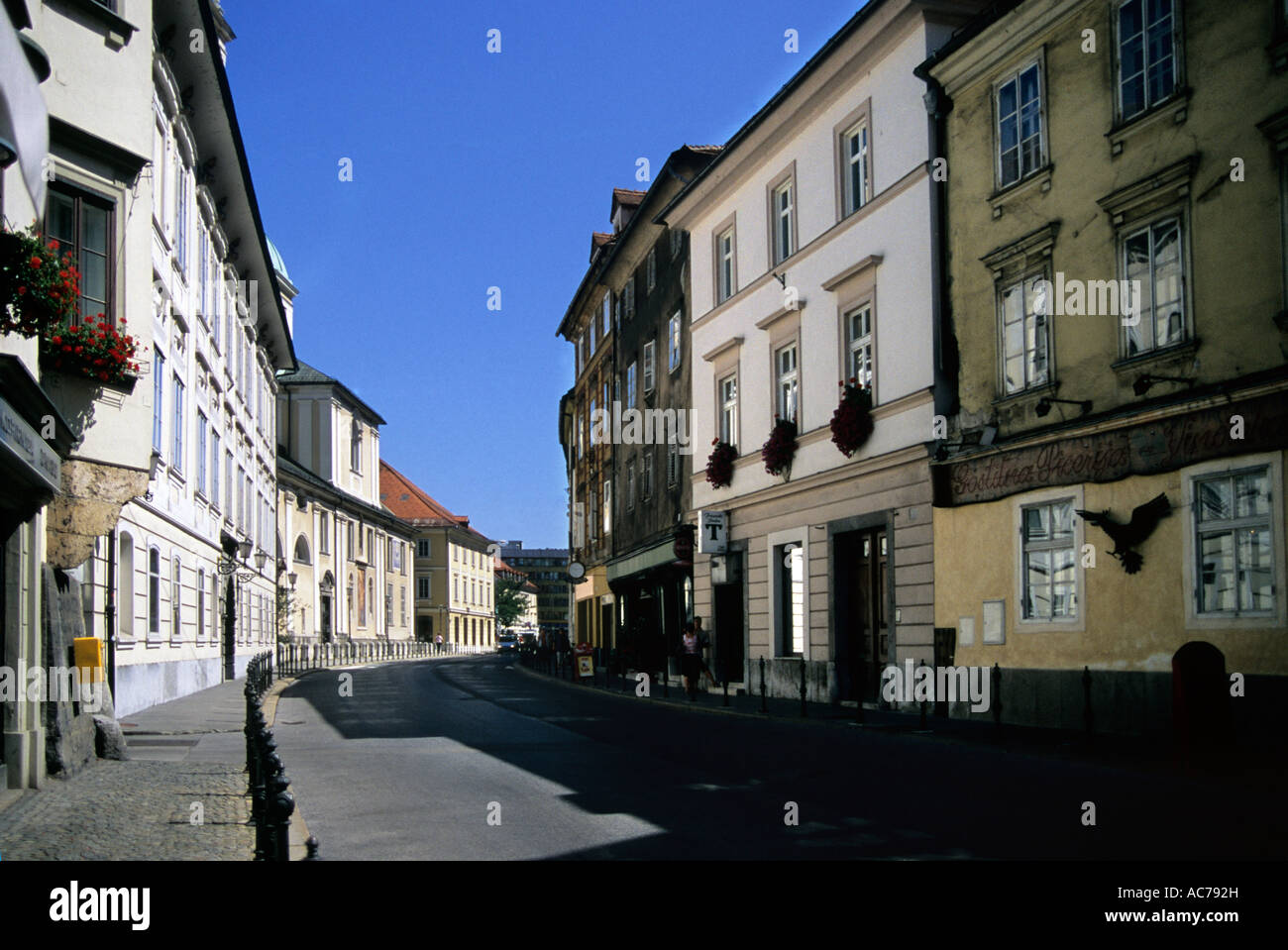 Slowenien, Ljubljana - eine Ansicht von Ciril Metodov trg Stockfoto