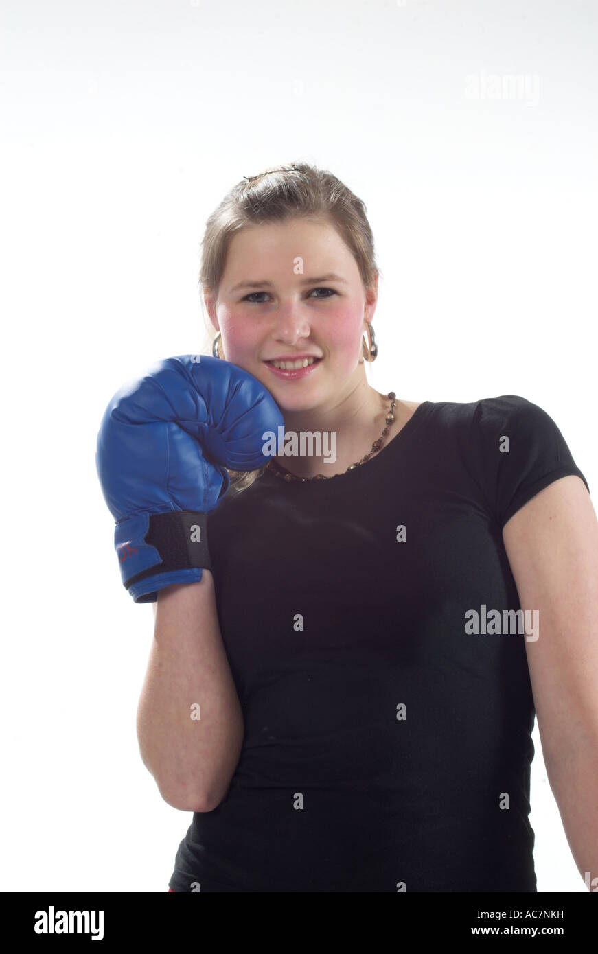 Junges Maedchen boxed junges Mädchen Boxen Stockfoto