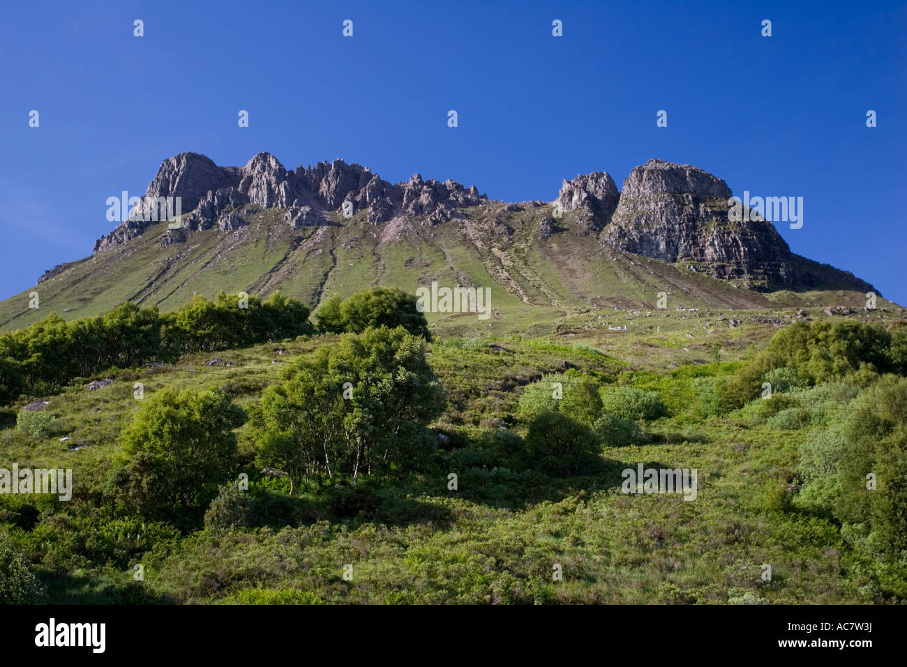 Robuste Sandstein Felsen von Stac Pollaidh NW Highlands Scotland UK Stockfoto