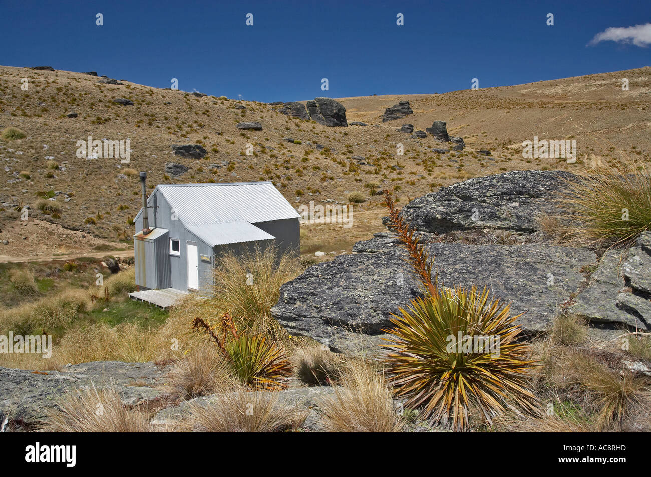 Alte Frau Hütte alte Frau Bereich Central Otago Südinsel Neuseeland Stockfoto