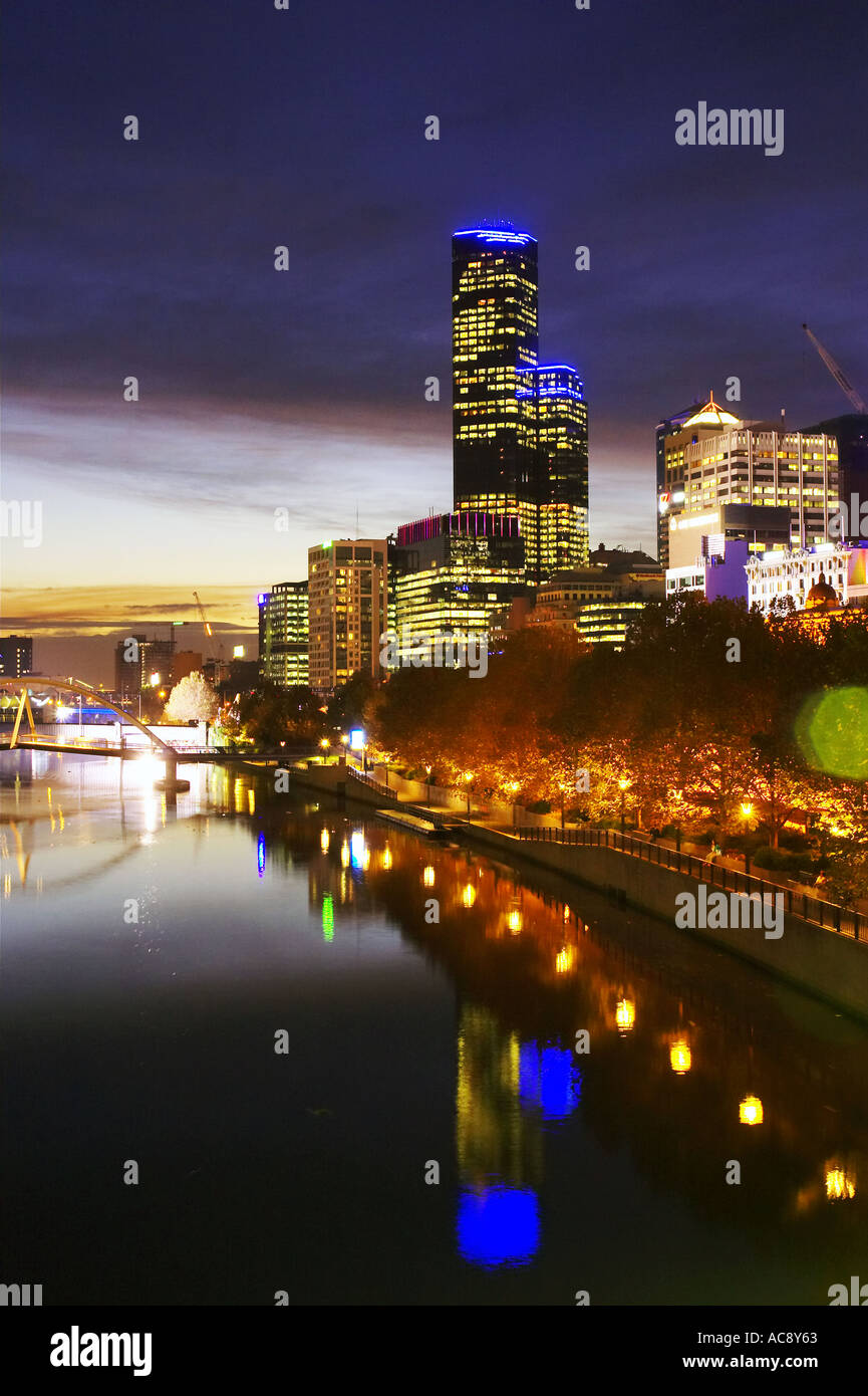 Rialto Towers und Yarra River Melbourne Victoria Australien Stockfoto
