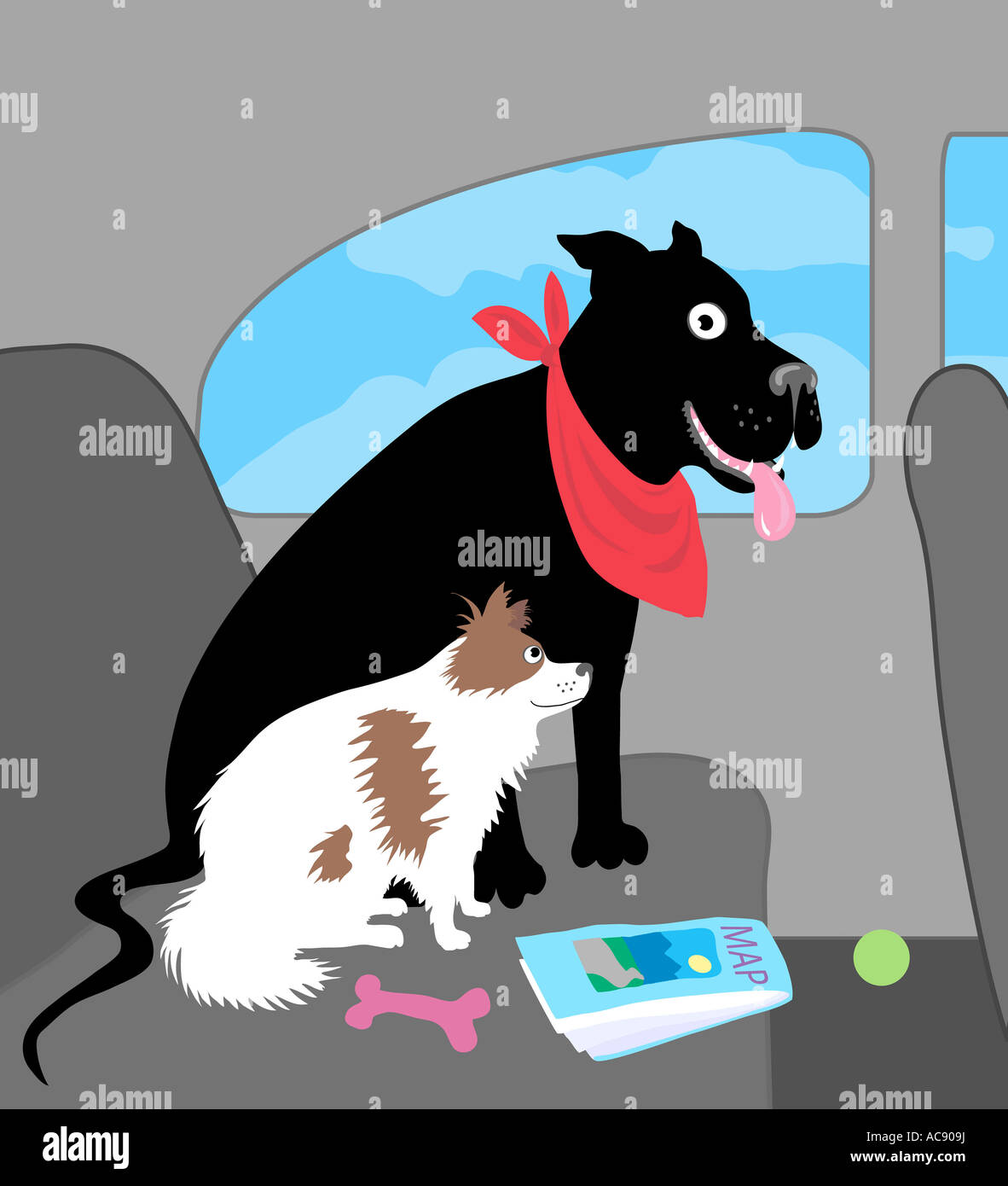 Hunde Reisen 2 Linda Braucht (b.20th C. American) Computergrafik Stockfoto
