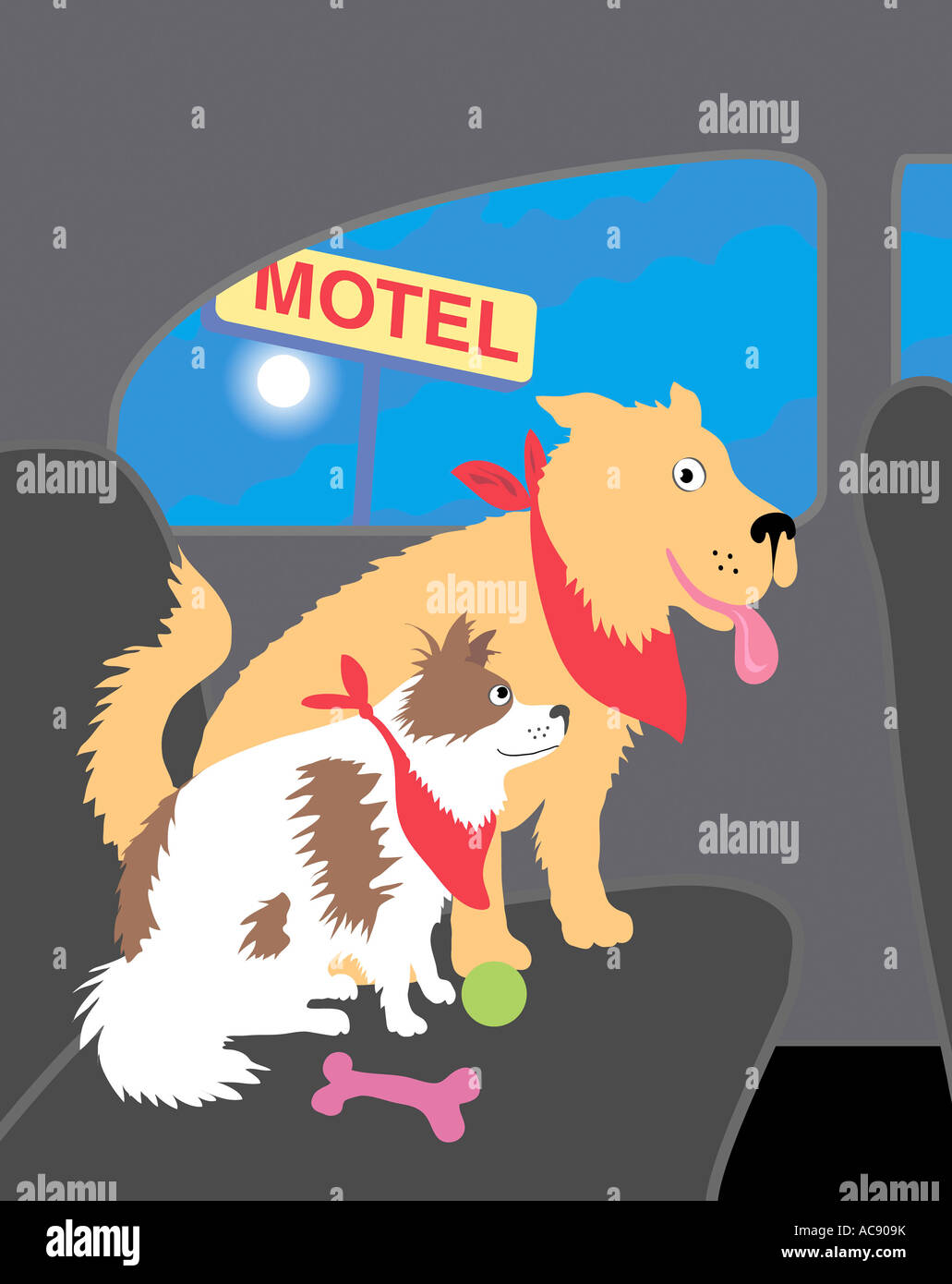 Doggie Travel 3 Linda Braucht (b.20th C. American) Computergrafik Stockfoto