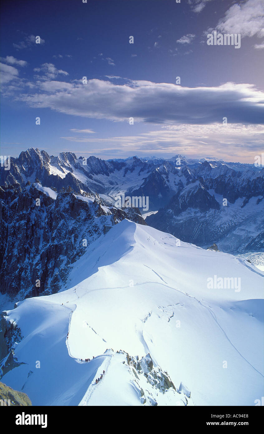 Wanderer aus Aiguille du Midi-Savoie-Frankreich Stockfoto