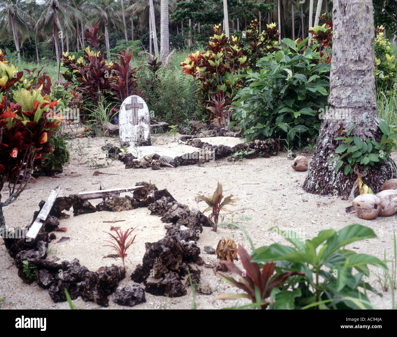 Gräber auf südpazifischen Inseln, Papua-Neu-Guinea Stockfoto