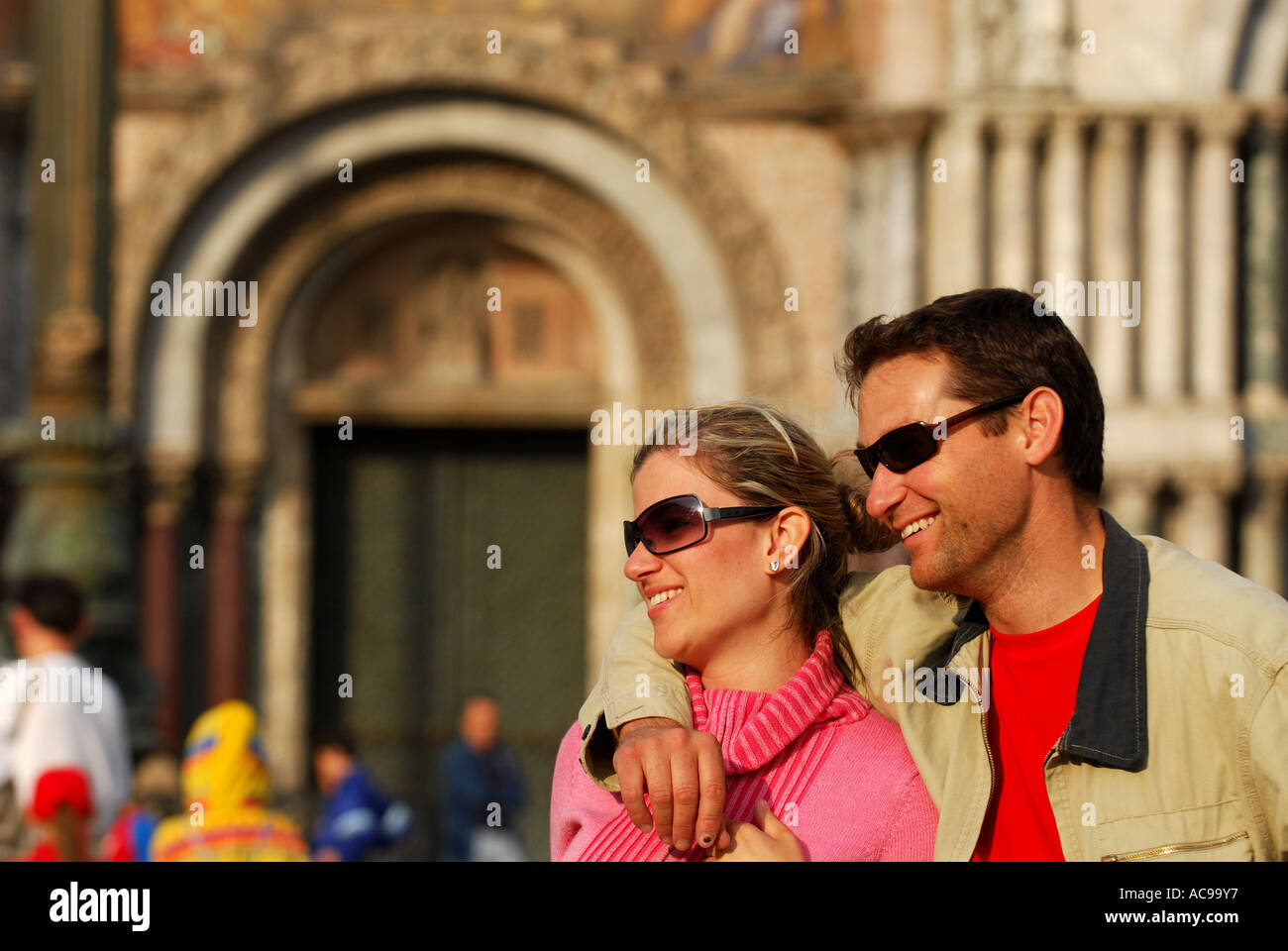 Touristen in Markusplatz Venedig Italien Stockfoto
