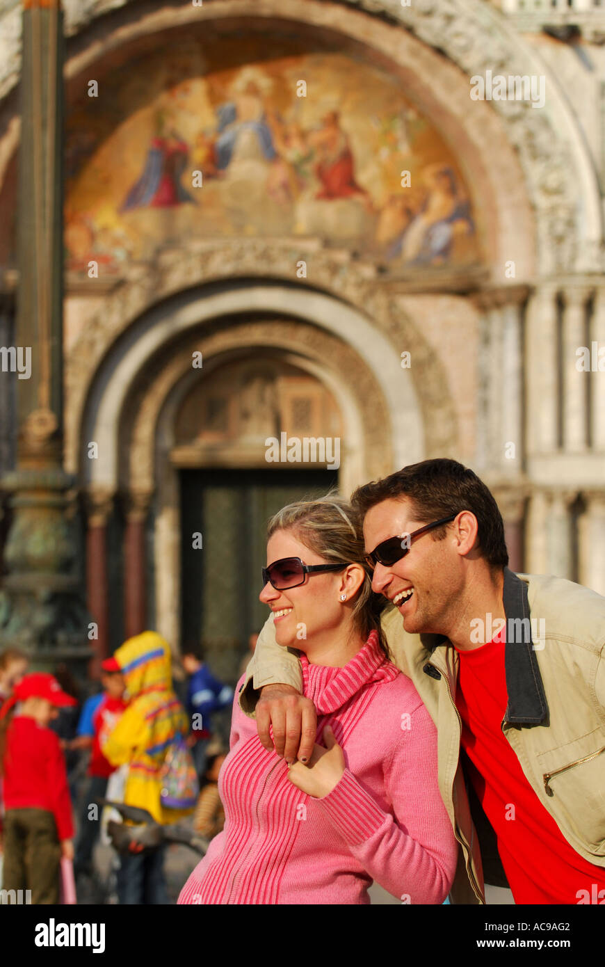 Touristen in Markusplatz Venedig Italien Stockfoto