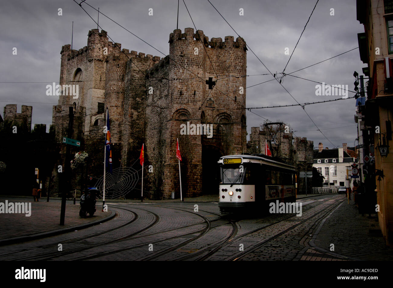 Gent, Gand, Gent in Ost-Flandern, Belgien. Eine Universitätsstadt von Bars und Restaurants und der zweitgrößte Hafen in Belgien. Stockfoto