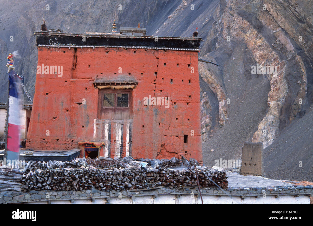 Buddhistischen Kloster Kagbeni Dorf untere Mustang Nepal November 2004 Stockfoto