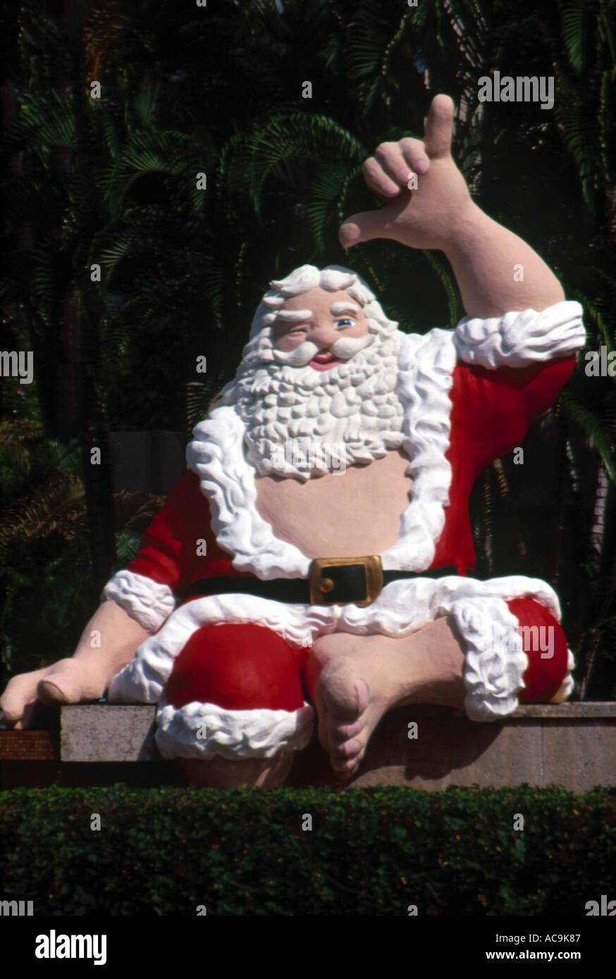 Statue des Weihnachtsmanns in Honolulu Hawaii Stockfoto