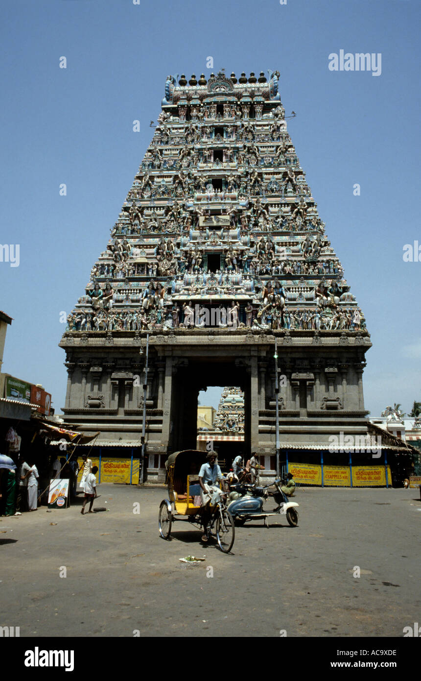 Gopuram in der Kapaleeshwarar-Tempel in Mylapore, Madras, Indien Stockfoto