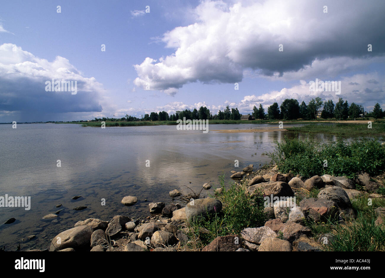 Landschaft am Peipussee in der Nähe von Mustvee, Estland Stockfoto