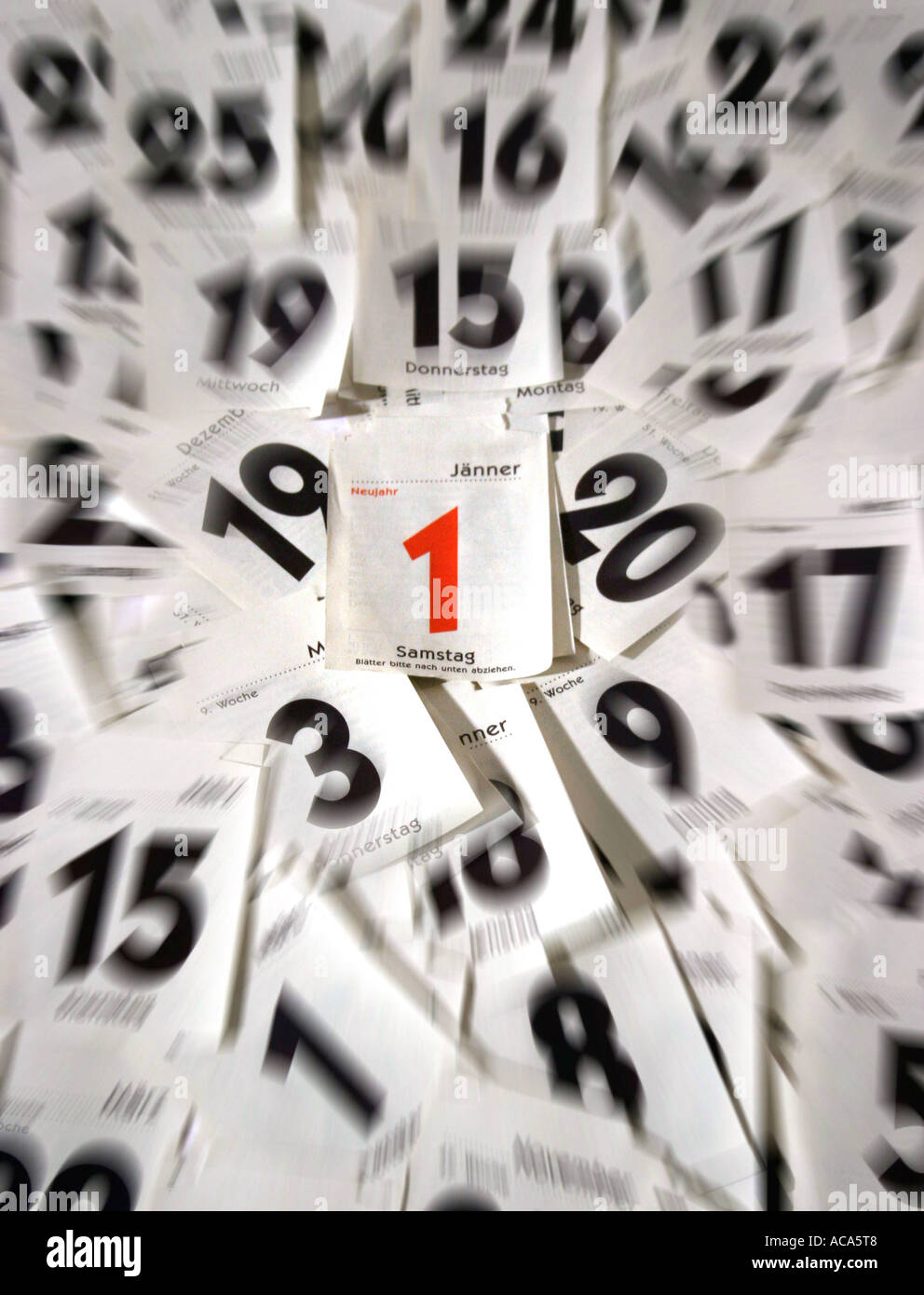 Kalenderblatt Neujahr Stockfoto