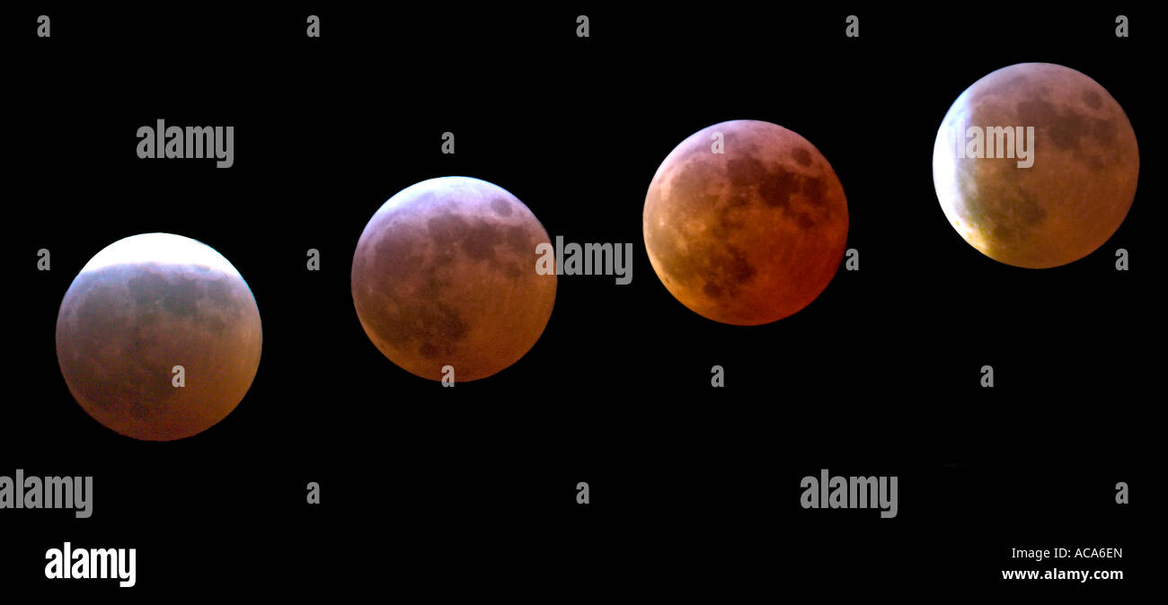Totale Mondfinsternis mit rot leuchtenden Mond (4. März 2007) Stockfoto