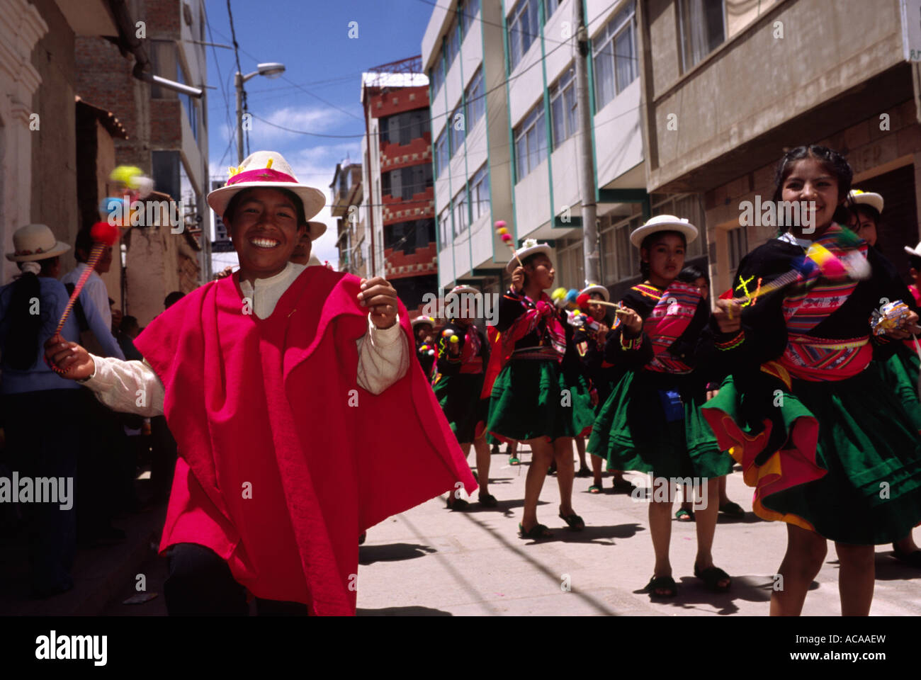 Festival-Tänzer - Puno Week-Festival, Puno, PERU Stockfoto