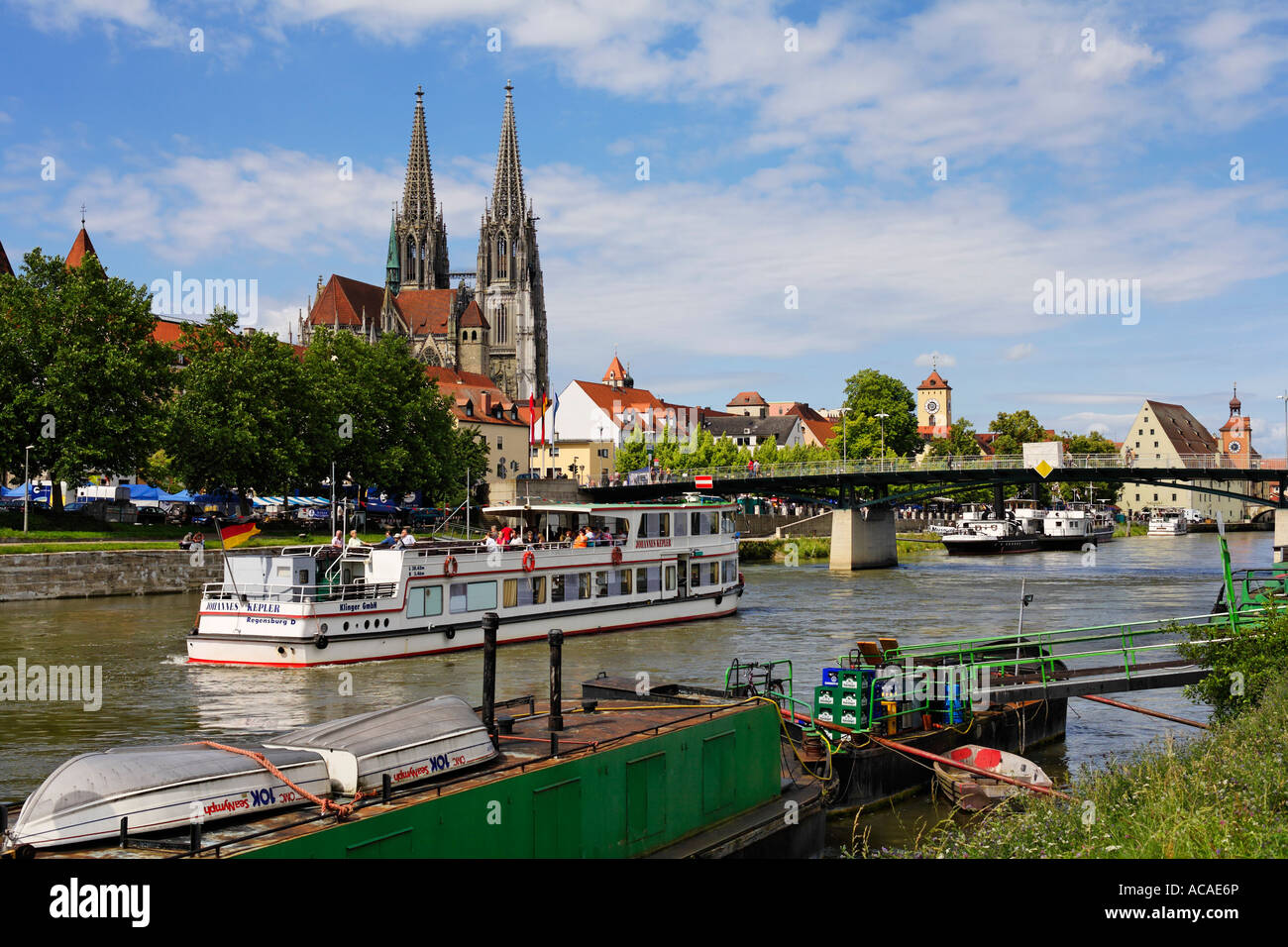 Donau, Dom, Regensburg, Oberpfalz, Bayern, Deutschland Stockfoto