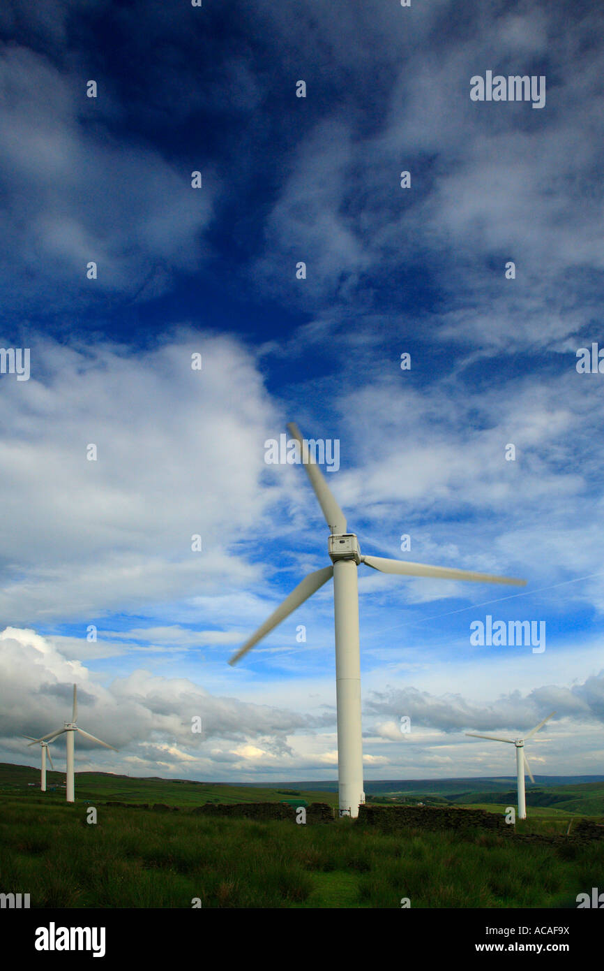 Kohle, Clough Windpark, Burnley, Lancashire, England, UK. Stockfoto