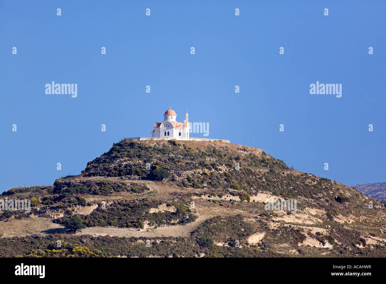 Der Prophet Elias Church, liegt auf einem Hügel in der Nähe von Lithines, Kreta, Griechenland Stockfoto