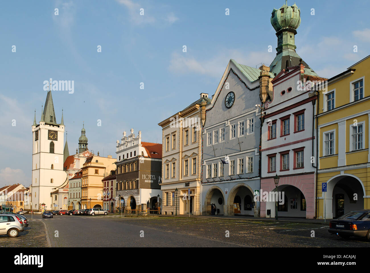 Historische alte Stadt Litomerice auf dem Labe oder Elbe River, Nordböhmen, Tschechien Stockfoto