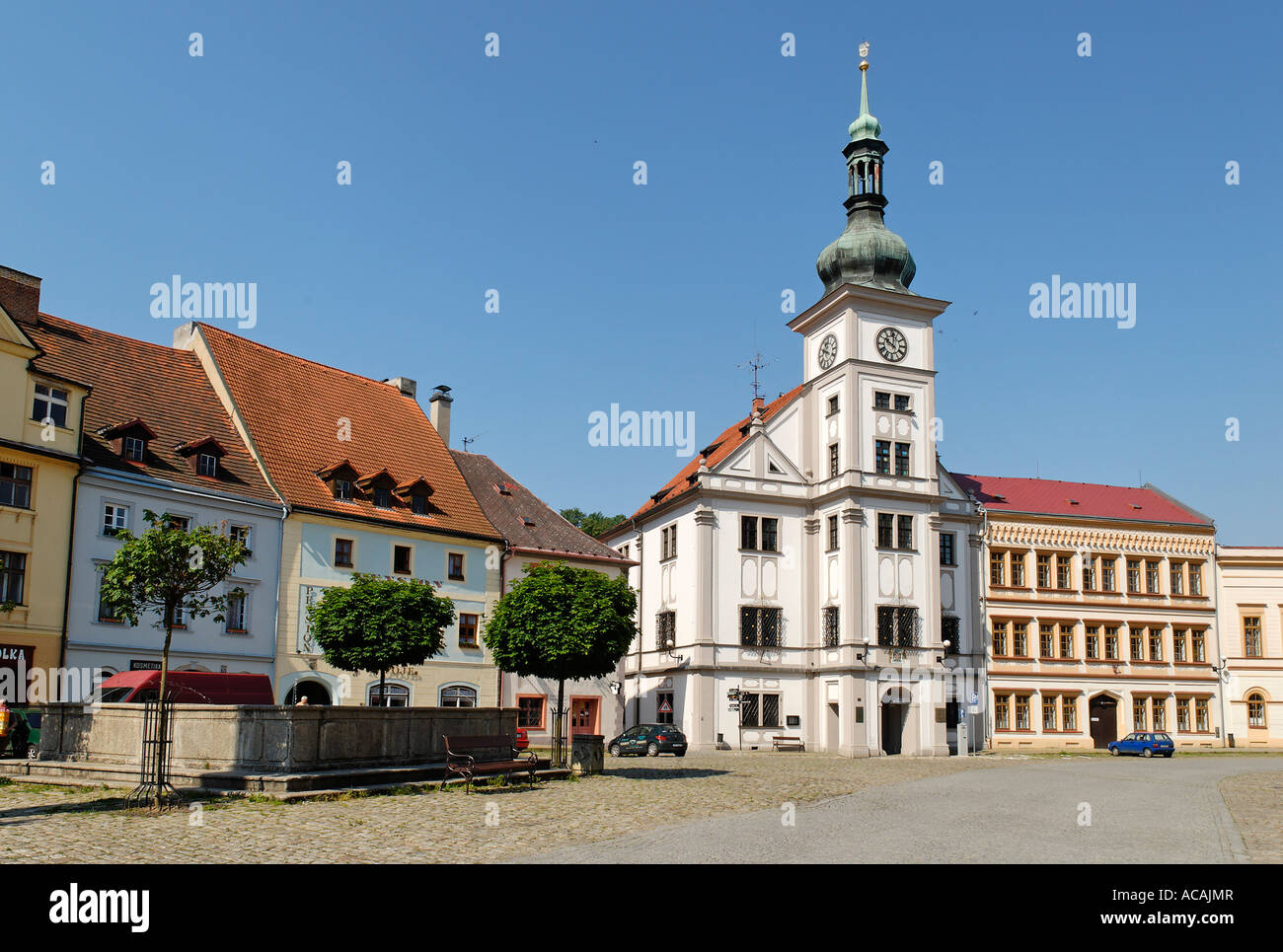 Historische alte Stadt Loket am Ohre, Eger, Westböhmen, Tschechien Stockfoto