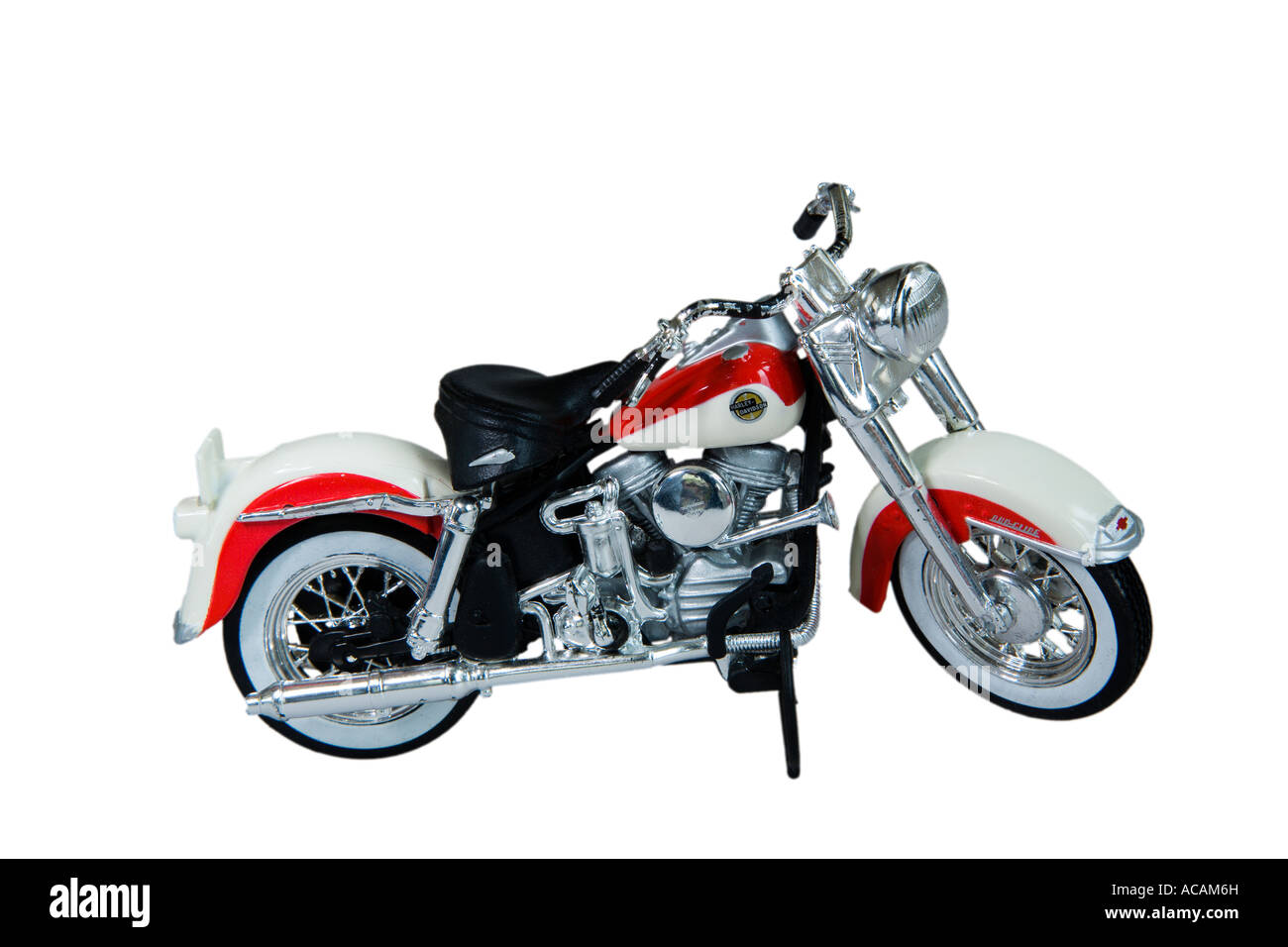 Rote und weiße Harley Davidson Modell Motorrad Stockfoto