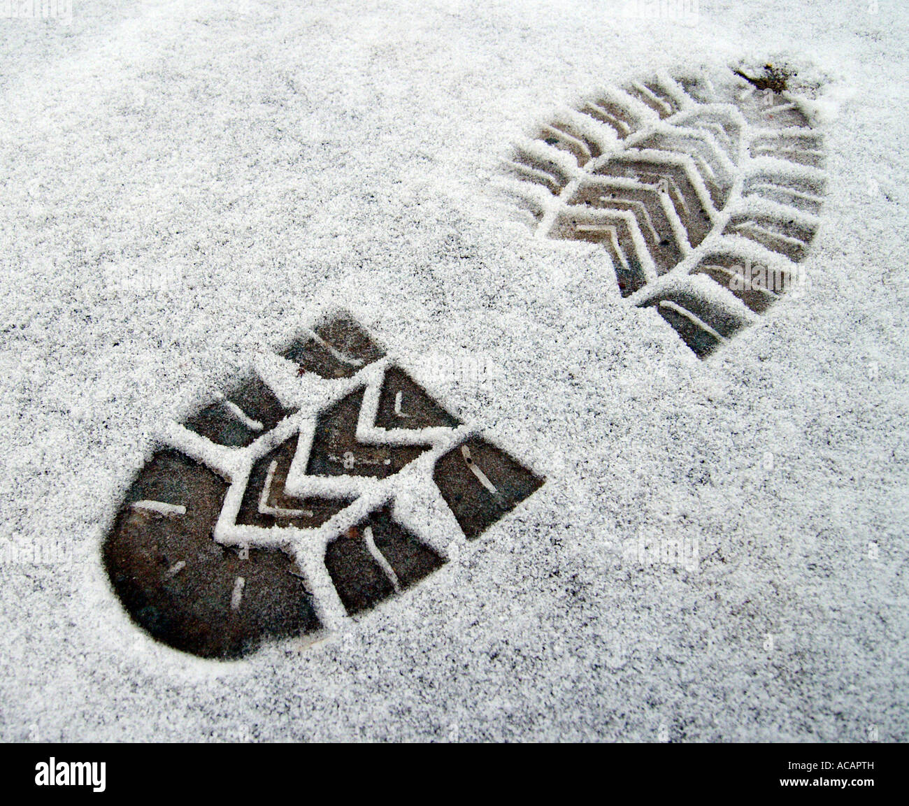 Fußabdruck im Schnee Stockfoto