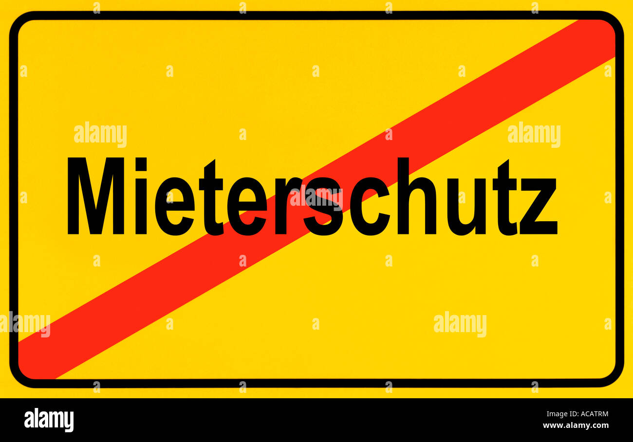 Deutsche Stadtgrenzen Zeichen symbolisiert Ende des Schutzes der Mieter Stockfoto