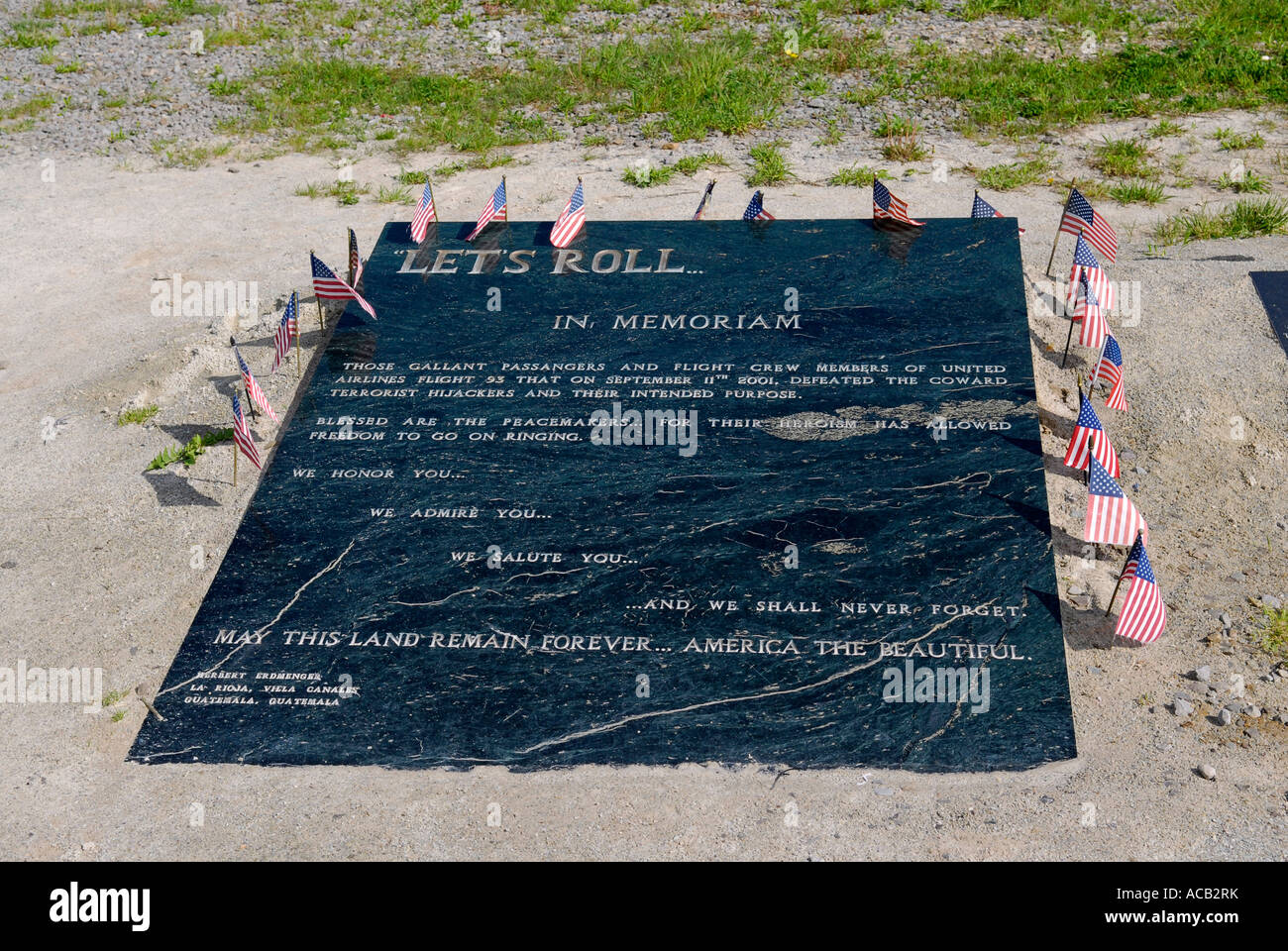 Der Absturz von United Airlines Flug 93 am 9 11 2001 und provisorischen Gedenkstätte des Vorfalls Shanksville Pennsylvania Augen Stockfoto