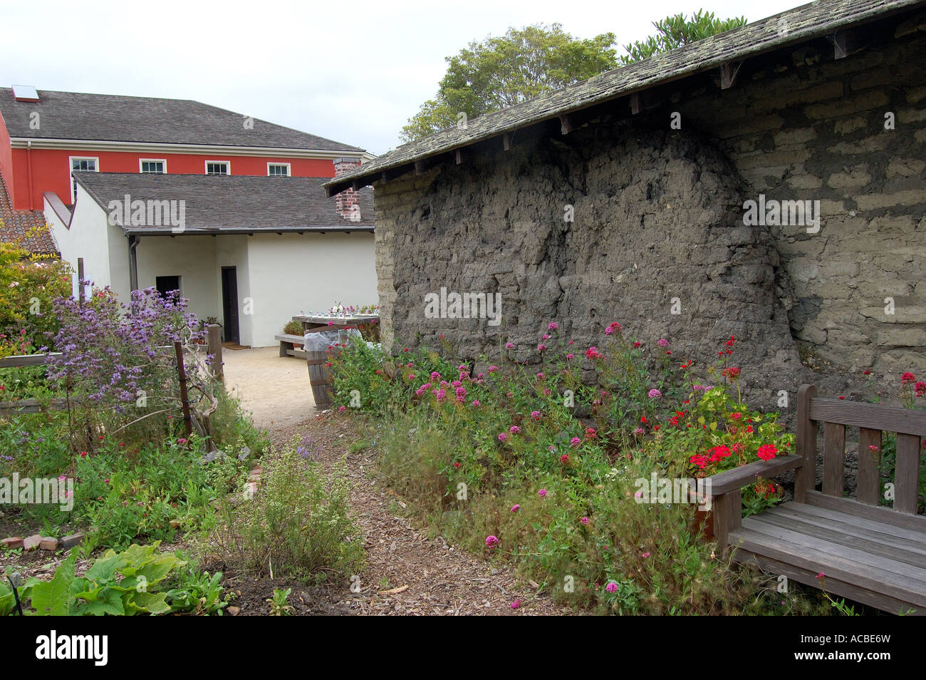 Garten im historischen Museum von Cooper Haus Monterey in Kalifornien Stockfoto
