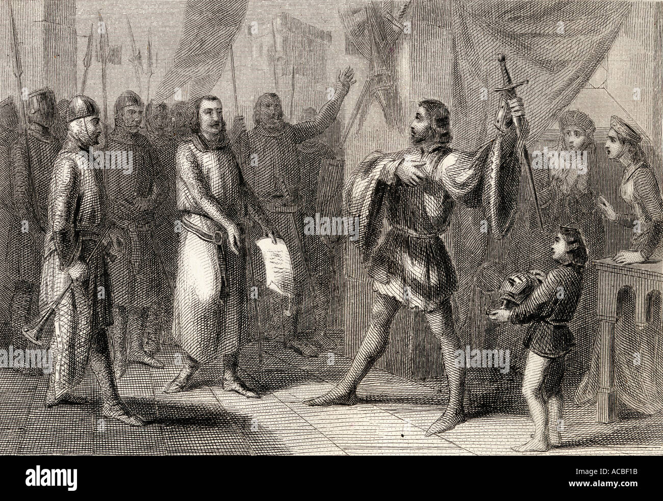 Aufruf an die Adligen im Namen von König Fernando III. Ferdinand III., 1199/1201 - 1252, genannt der Heilige. König von Kastilien und Toledo. Stockfoto