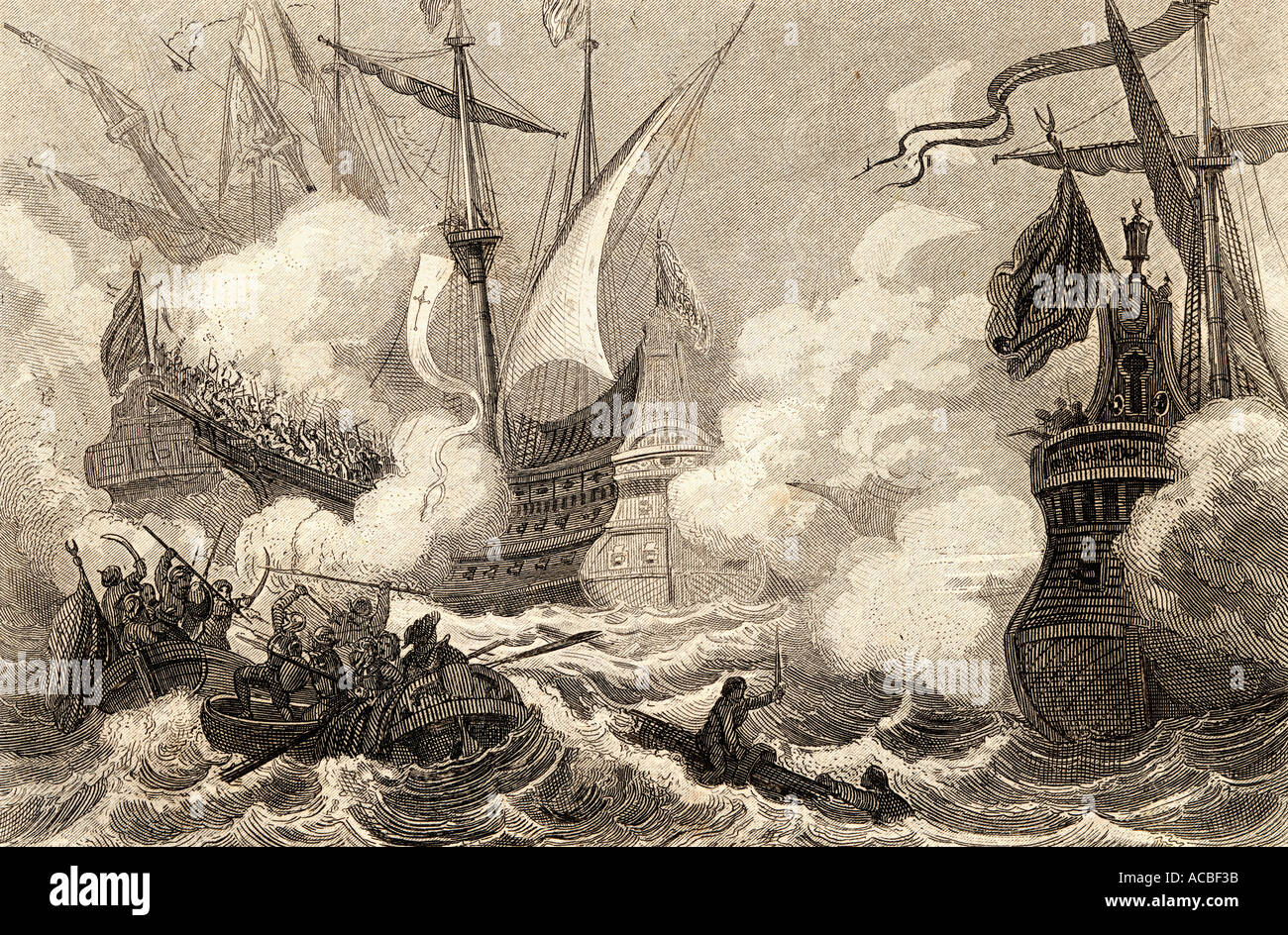 Seeschlachten bei Lepanto Nafpaktos Griechenland 1571 Stockfoto