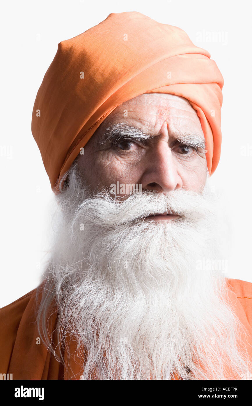Porträt von ein Sadhu wütend suchen Stockfoto