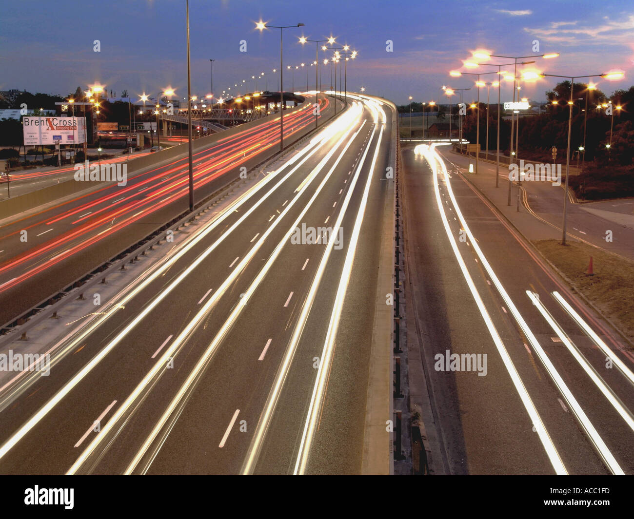 Autobahn Autobahn Lichtspuren in England UK Großbritannien United Kingdom Stockfoto